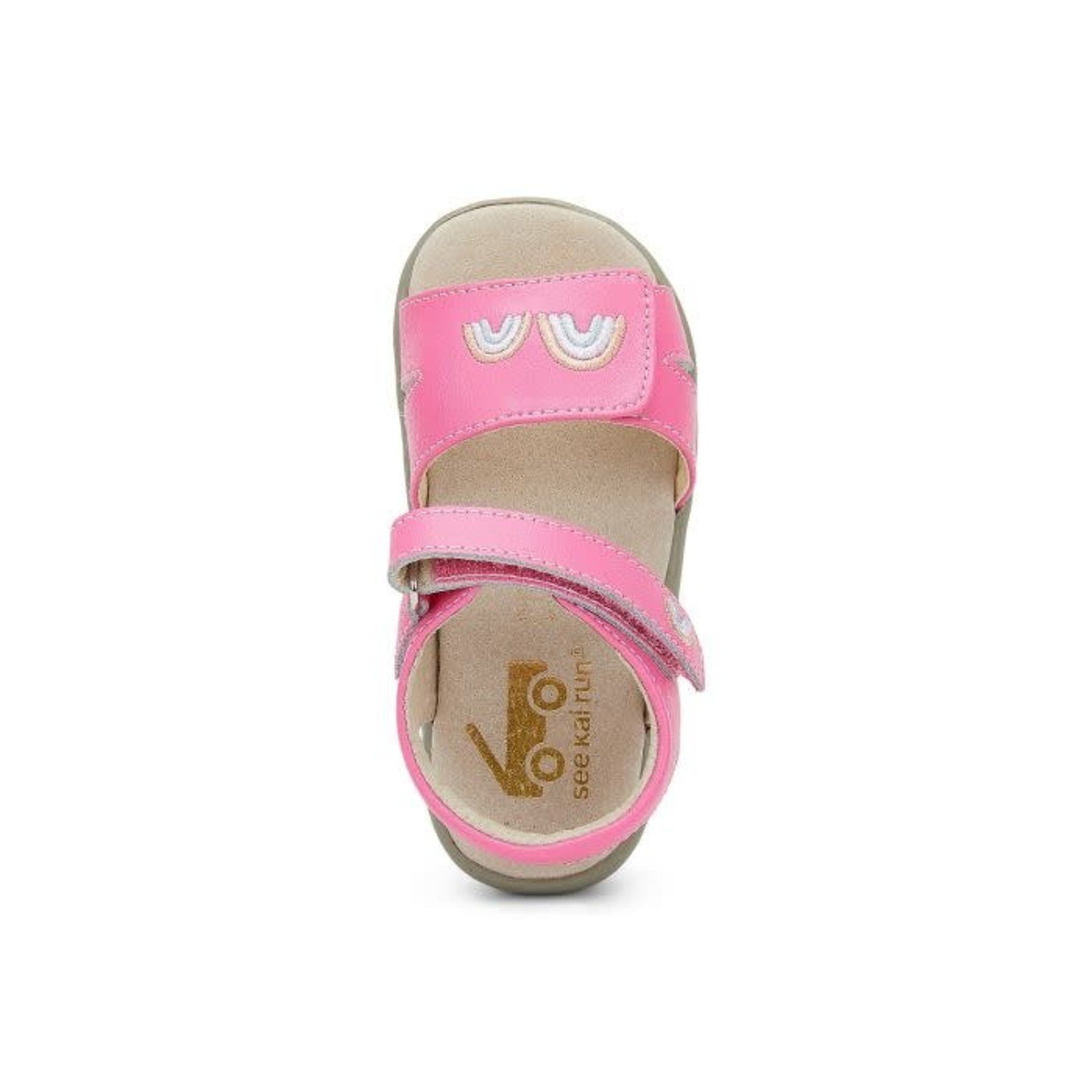 See Kai Run SEE KAI RUN - Pink 'Olivia III' sandals with rainbow embroidery detail