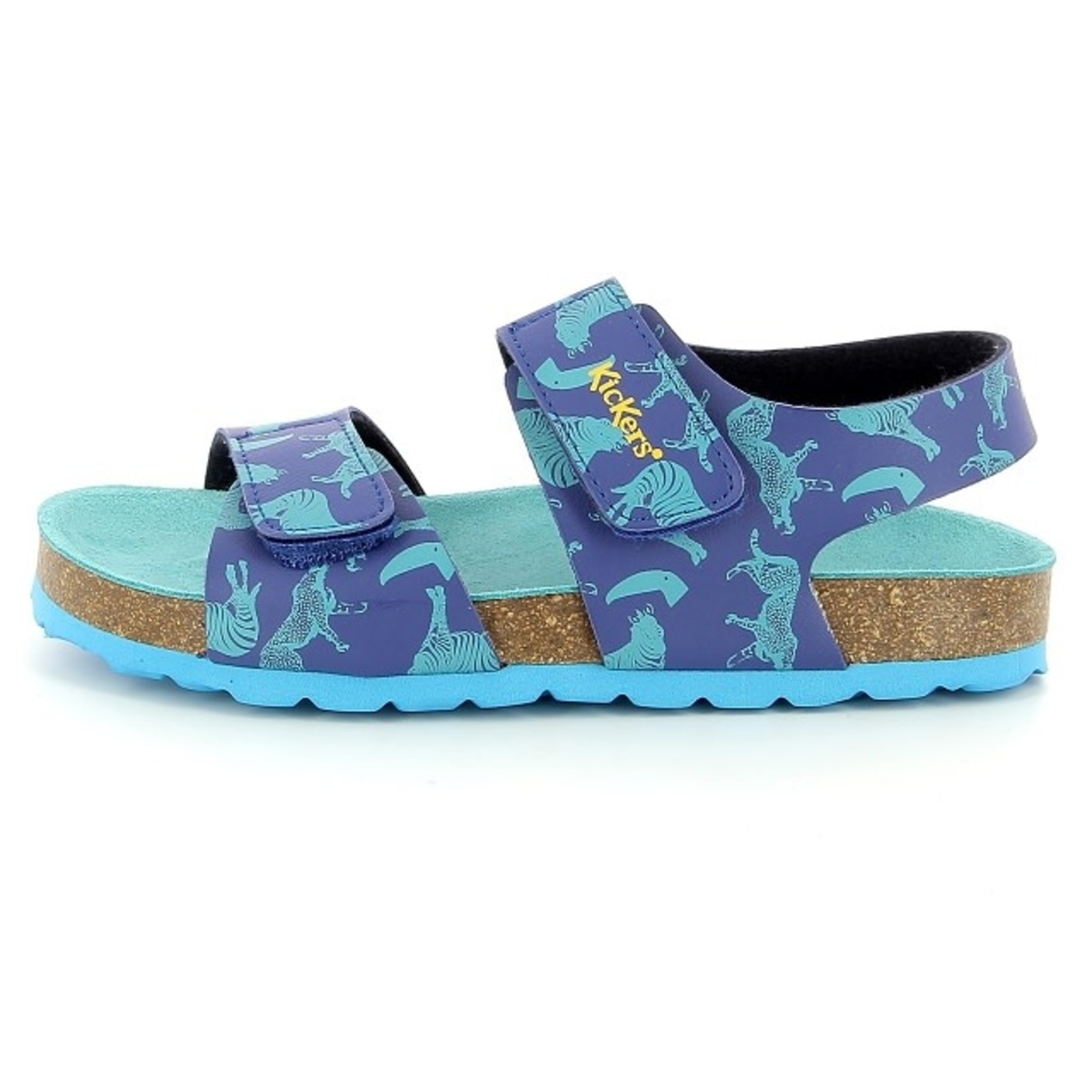 Kickers KICKERS -  Open toe sandals with cork sole 'Summerkro - Blue with turquoise print'