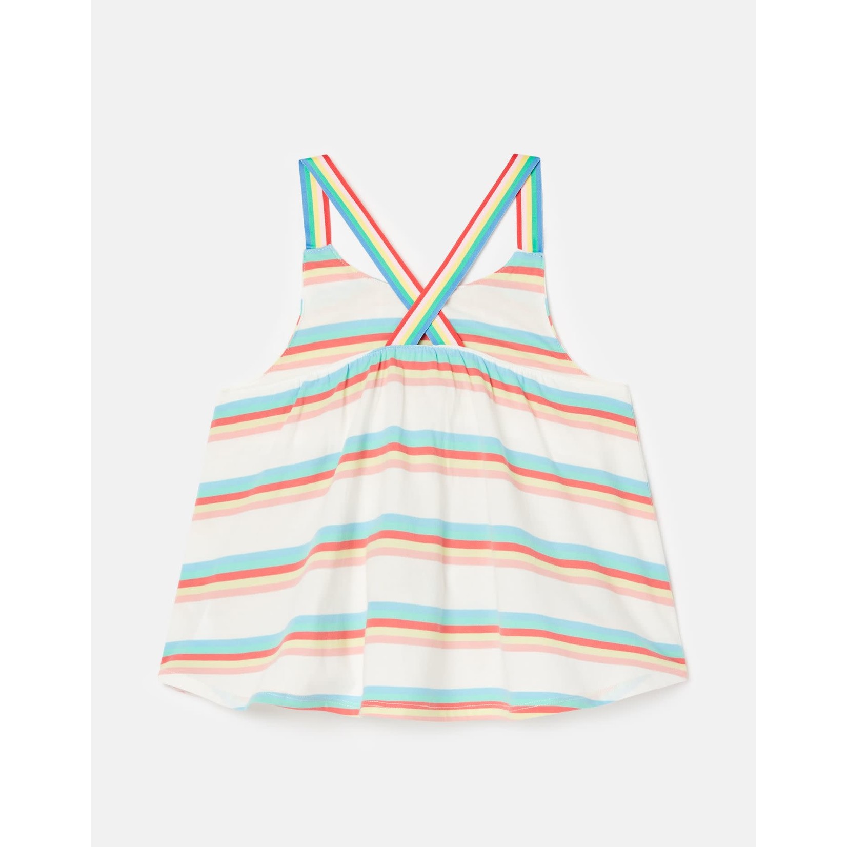 Joules JOULES - Camisole blanche avec rayures et bretelles arc-en-ciel 'Ivy'