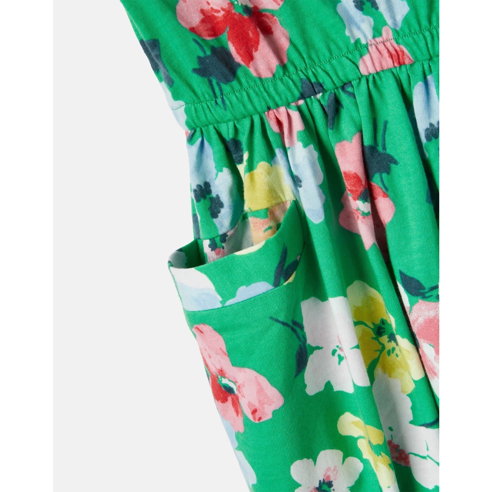 Joules JOULES - Robe cintrée en coton verte avec imprimé de fleurs 'Jude'