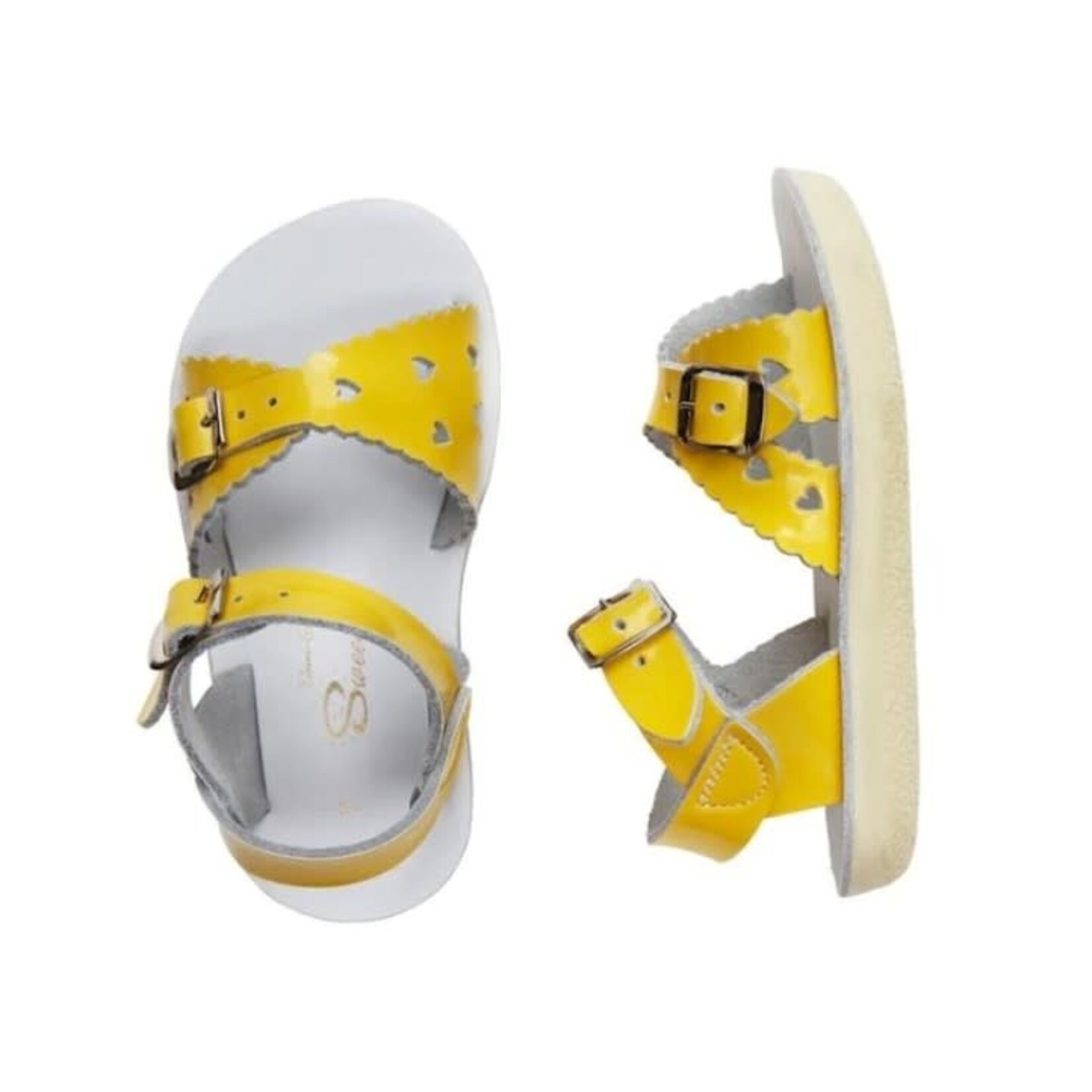 Saltwater Sandals SALTWATER SANDALS - Open toe leather sandals 'Sweetheart - Shiny Yellow'