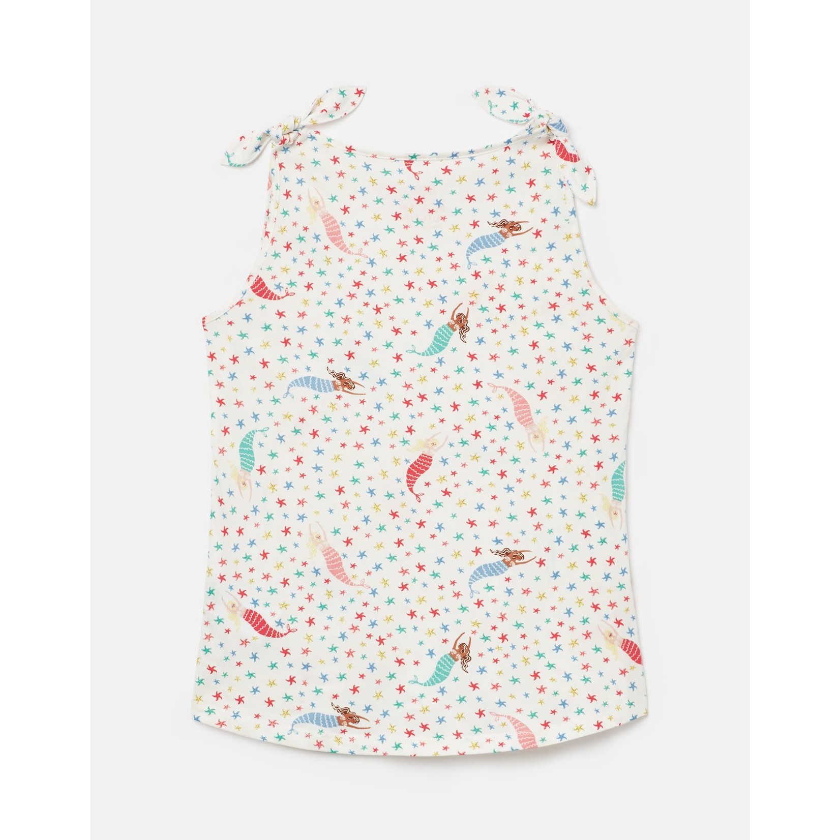 Joules JOULES - Knotted Shoulder Tank Top with Starfish and Mermaid Print 'Iris'