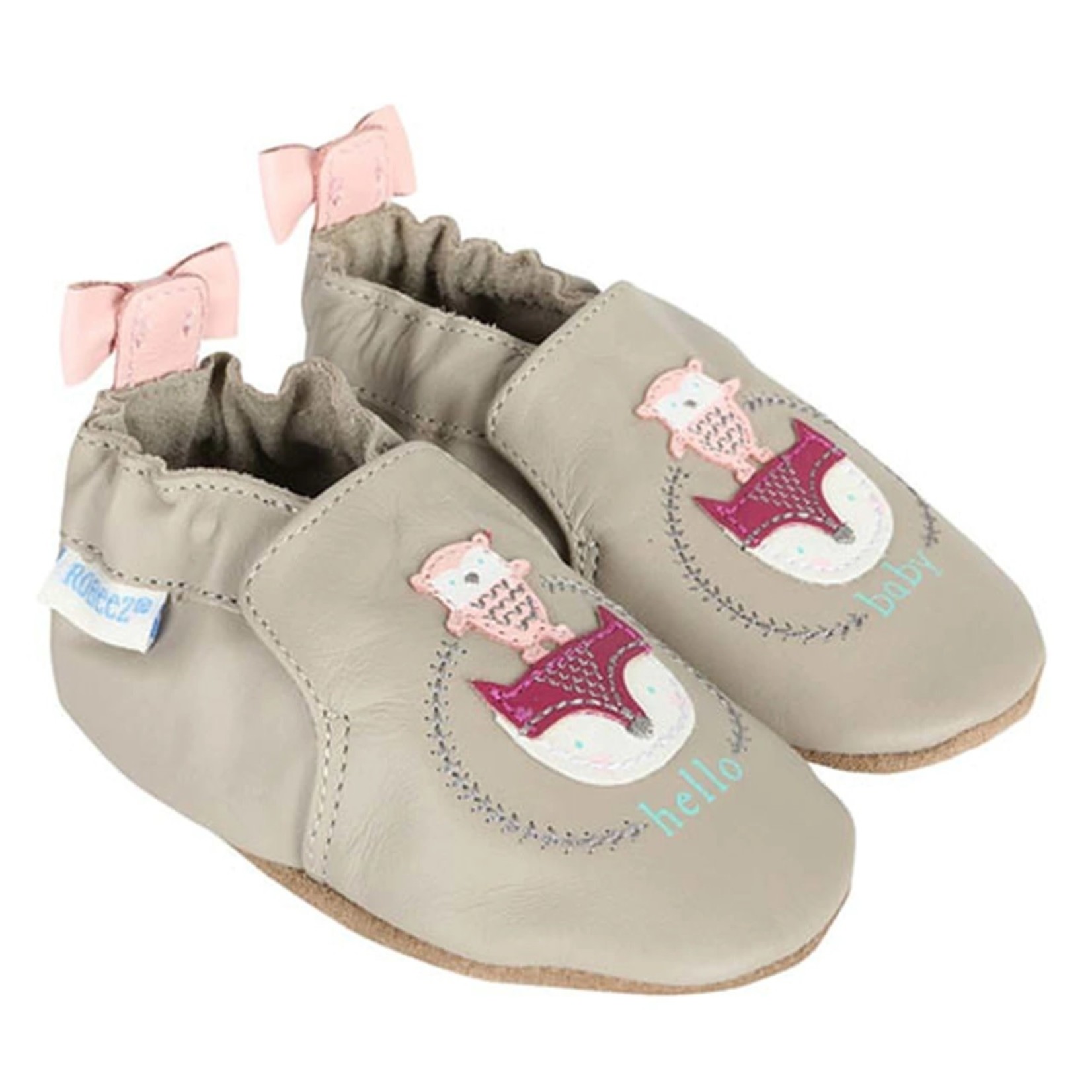 Robeez ROBEEZ - Soft leather slippers 'Hello Baby Friends' - Light Grey