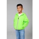 Zero8 Lifestyle ZERO8 LIFESTYLE - Kids full zip packable rain jacket and windbreaker 'Green Fluo'