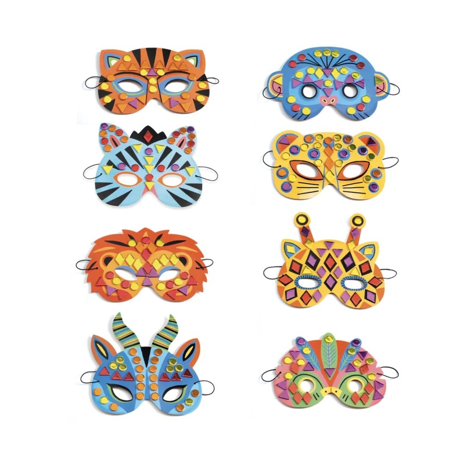 Djeco DJECO - DIY Mosaics Masks To Decorate 'Jungle Animals'