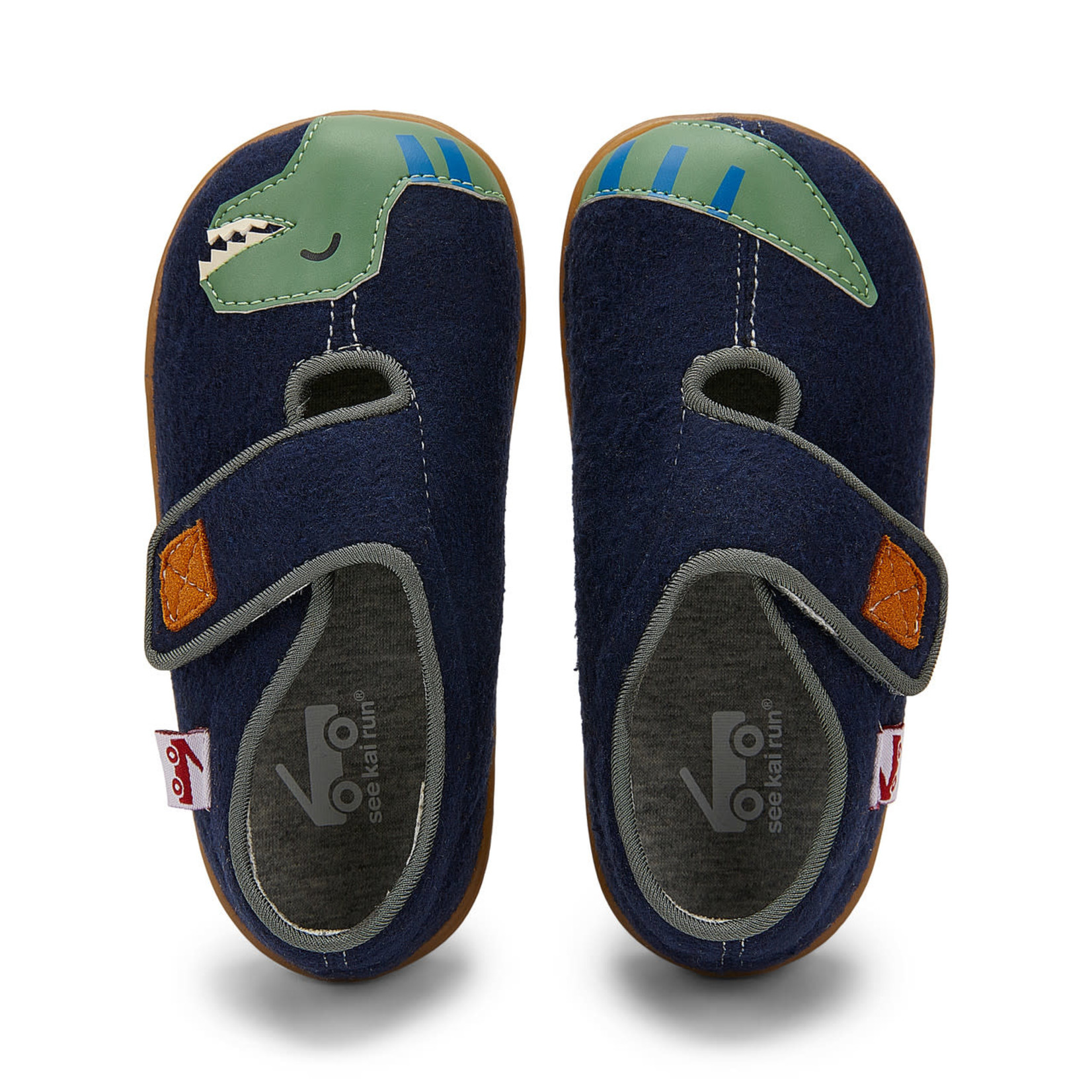 See Kai Run SEE KAI RUN - Felted Slippers 'Cruz II - Navy Dino'