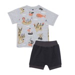 Deux par Deux Printed Jersey Top and French Terry Short Set 'Freshwater pirate'