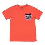 Nanö NANÔ - Solid color shortsleeve t-shirt with printed chest pocket - Orange