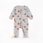 Petit Lem PETIT LEM - Pyjama de bébé gris chiné à imprimé de citrouilles d'Halloween