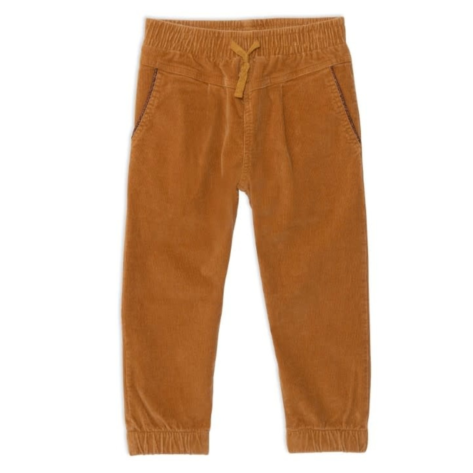 Deux par Deux DEUX PAR DEUX - Pantalon en velours côtelé ocre avec manchettes élastiques