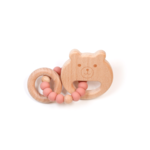 Bulle BULLE - Mini Wood and Silicone Teething Rattle 'Bear Cub-Blush'
