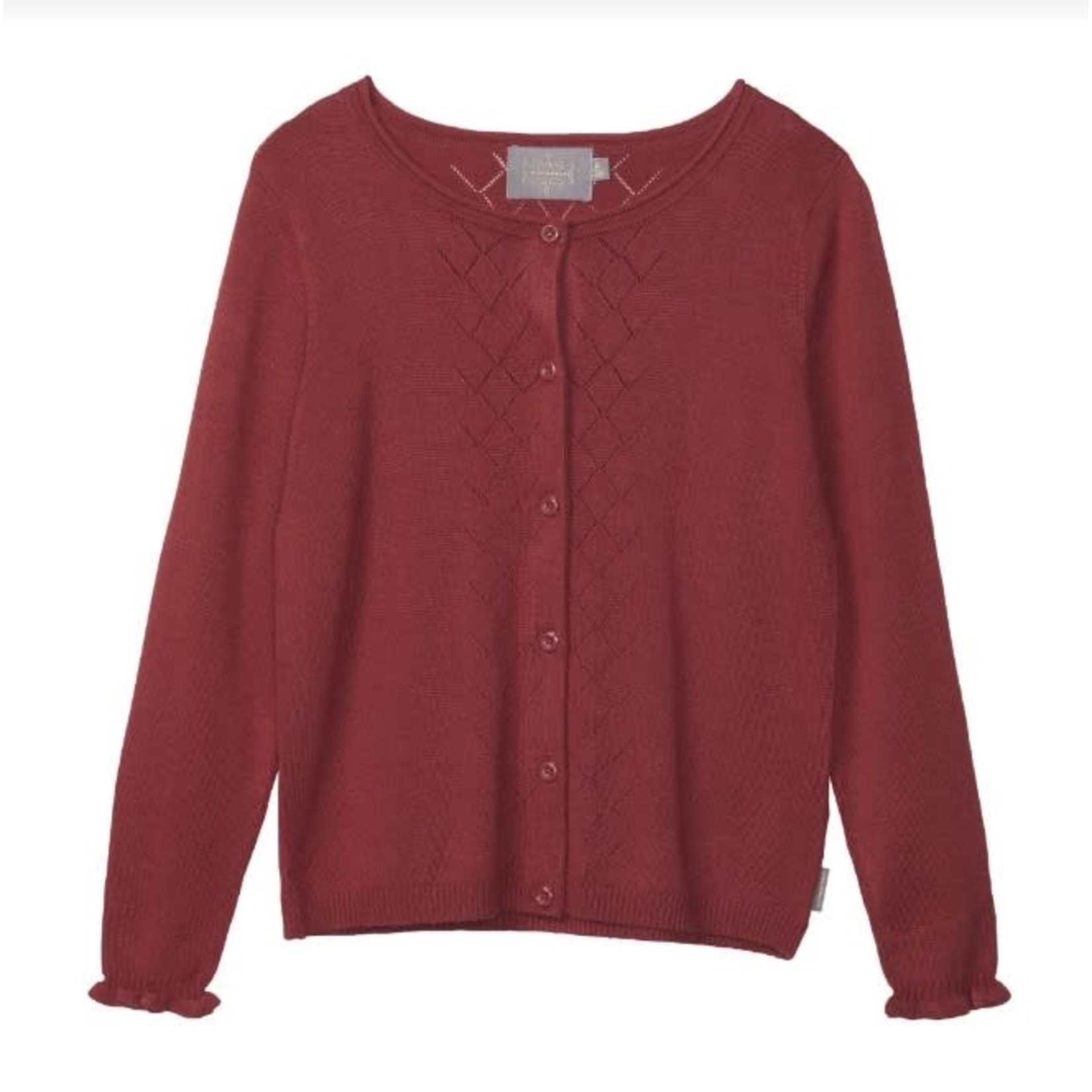 Creamie CREAMIE - Knit pointelle burgundy cardigan - Rosewood