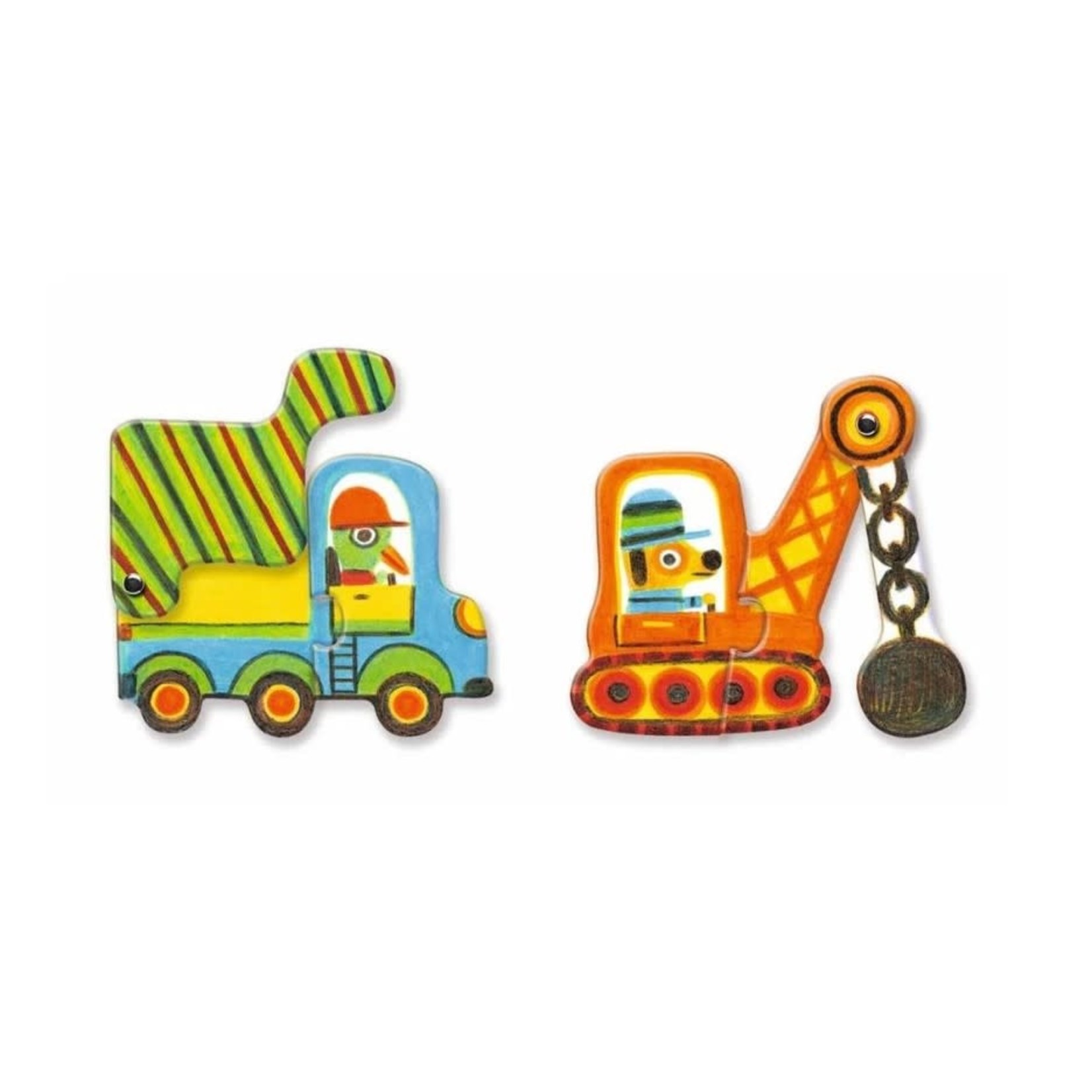 Djeco DJECO- Puzzle duo articulo vehicules