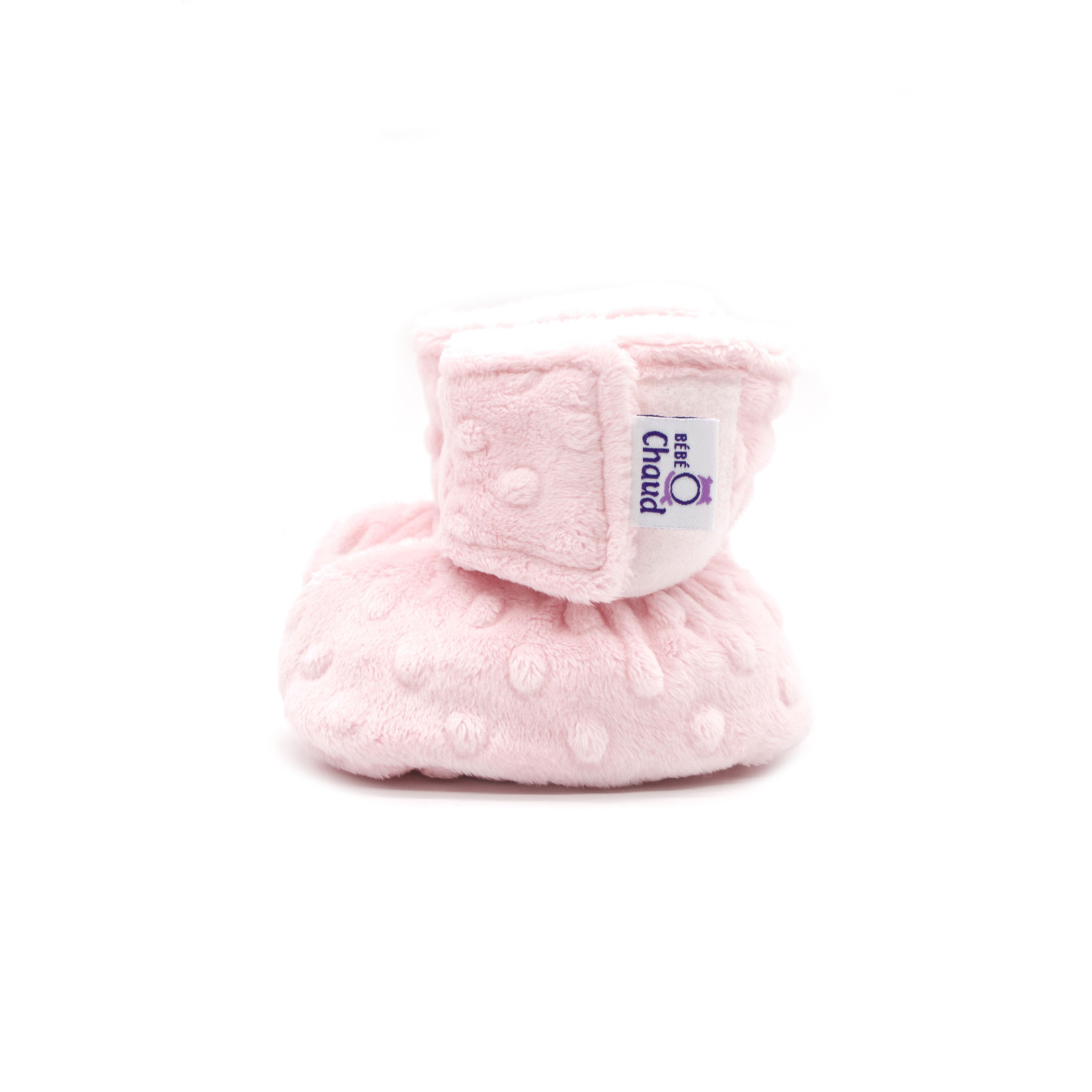Bébé Ô Chaud BÉBÉ-O-CHAUD - Minky slippers with velcro - Baby pink