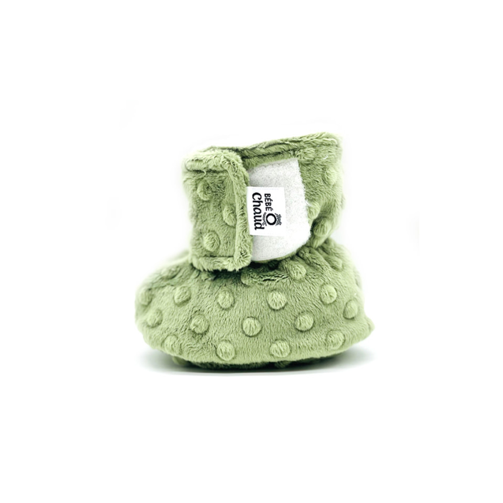 Bébé Ô Chaud BÉBÉ-O-CHAUD - Minky slippers with velcro - Sage