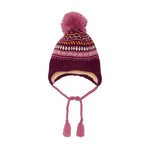 Deux par Deux DEUX PAR DEUX - Tuque d`hiver en tricot à oreilles avec pompon 'Rayures Rose Multi'