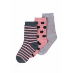 Losan LOSAN - Lot de 3 paires de chaussettes (Rose chats/rayé rose charcoal/gris coeurs)