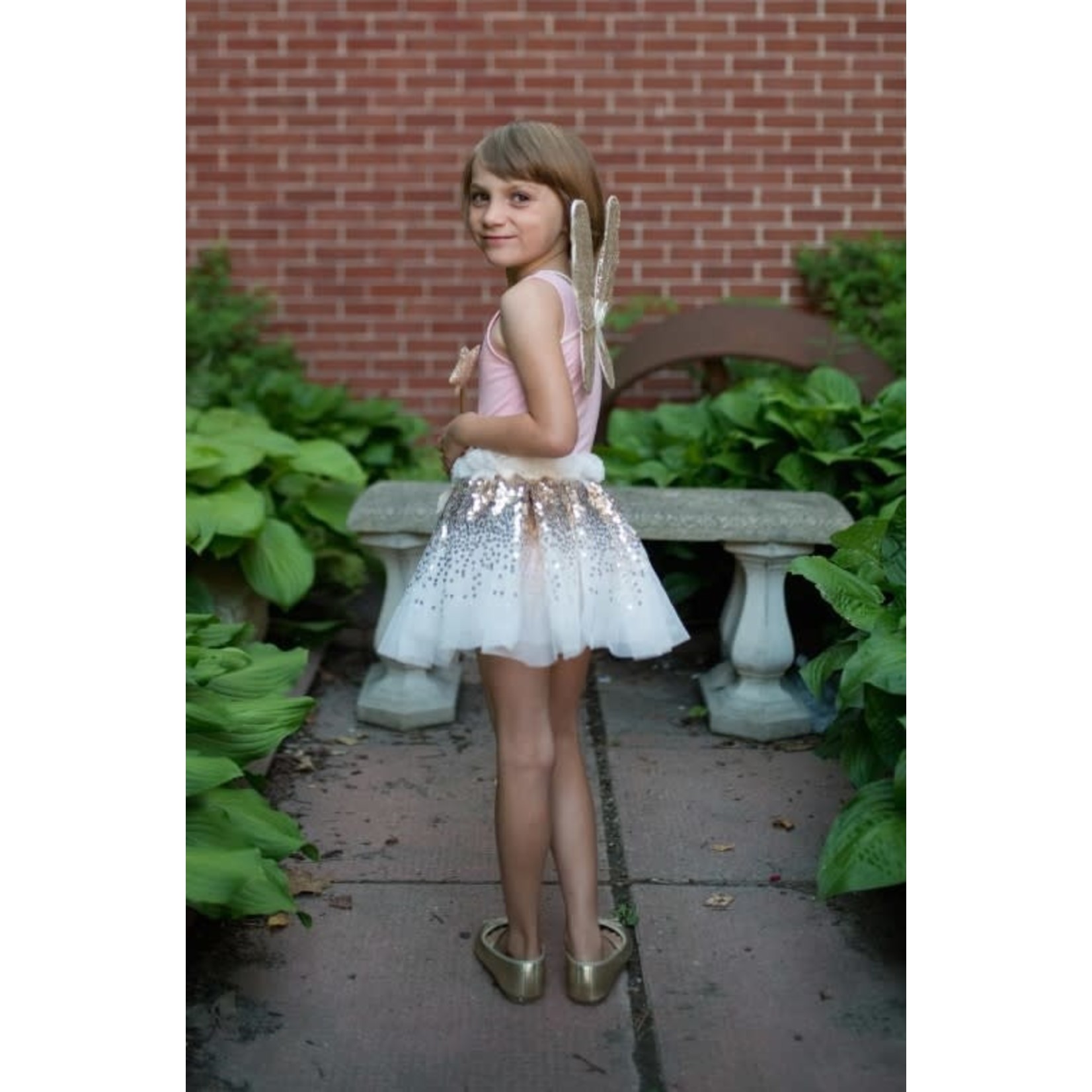 Great Pretenders GREAT PRETENDERS - Gracious gold sequins skirt, wings, and wand (4-6 years)