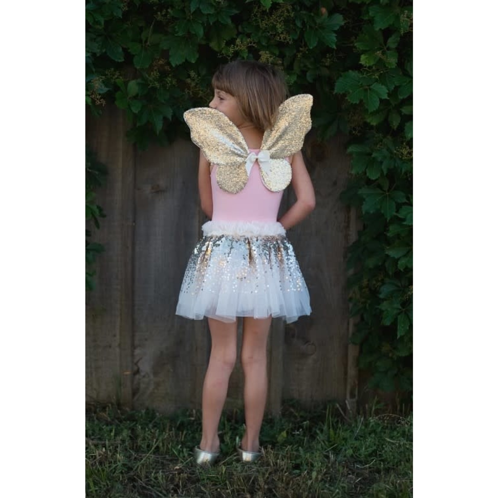 Great Pretenders GREAT PRETENDERS - Gracious gold sequins skirt, wings, and wand (4-6 years)