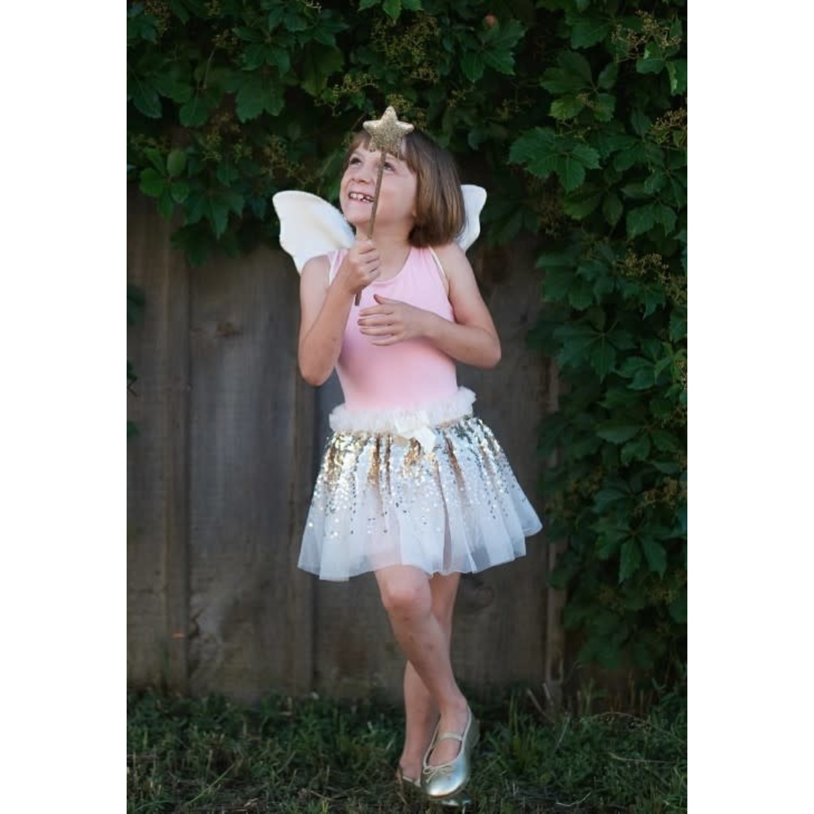 Great Pretenders GREAT PRETENDERS - Gracious gold sequins skirt, wings, and wand (4-6 years)
