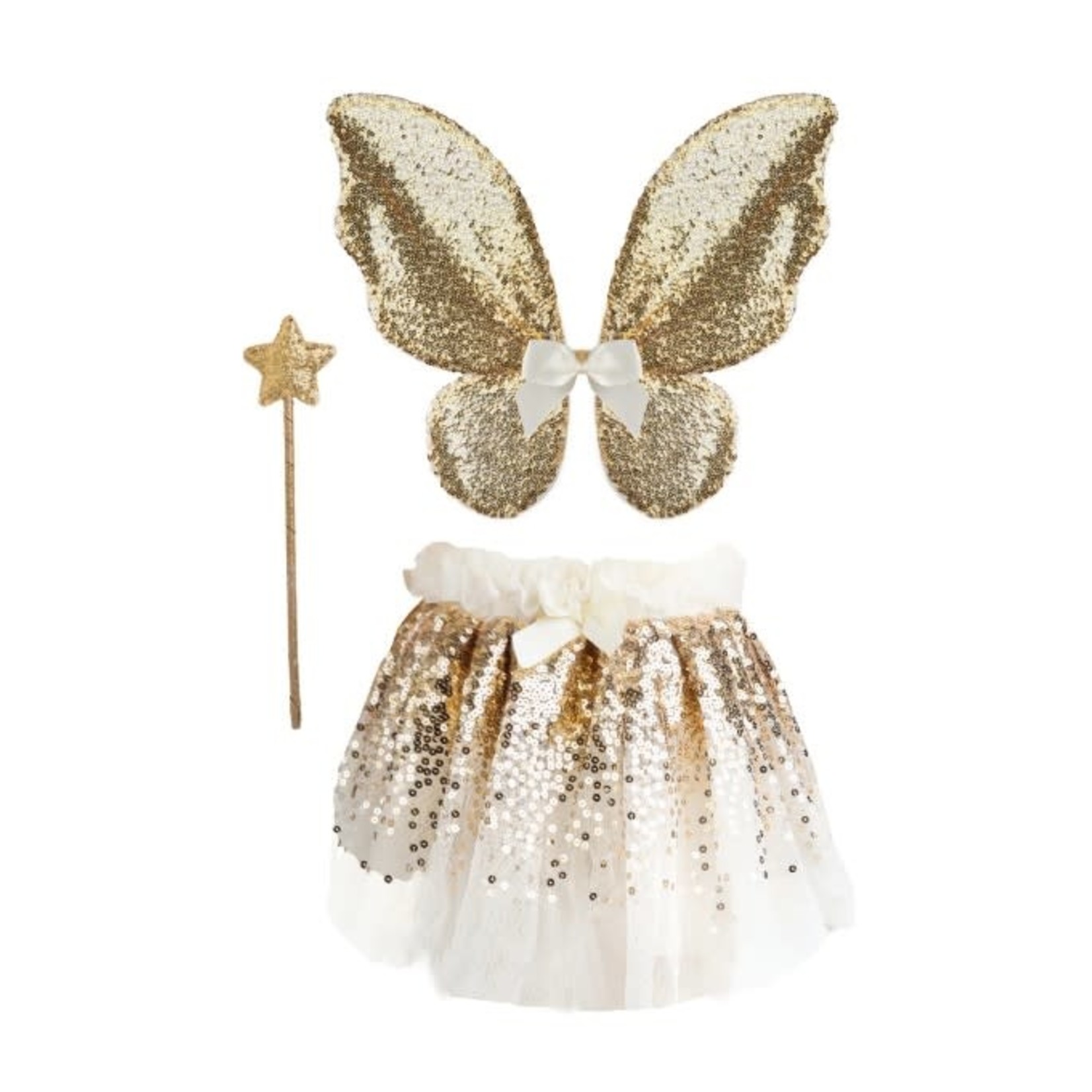 Great Pretenders GREAT PRETENDERS - Gracious gold sequins skirt, wings, and wand (4-6 years)