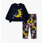 TucTuc TUC TUC - Two-piece kit - black sweatshirt and leggings with moon and planet print 'Galaxy friends'