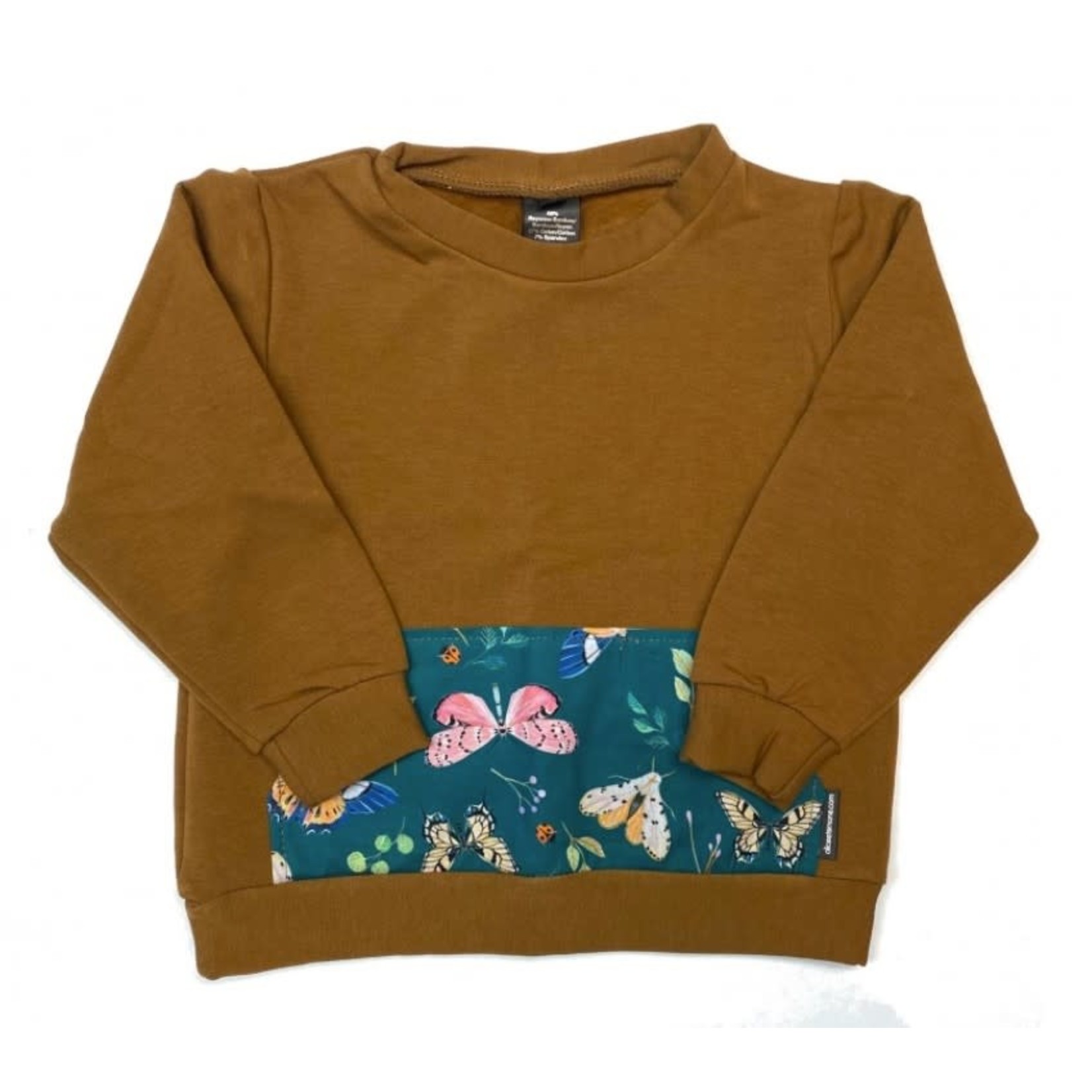 Alice et Simone ALICE ET SIMONE - Bambou cinnamon crew neck sweater with kangaroo butterfly pocket at front