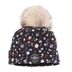 Nanö NANÖ -  Black cotton hat with fleece lining and pompom - all-over flower print
