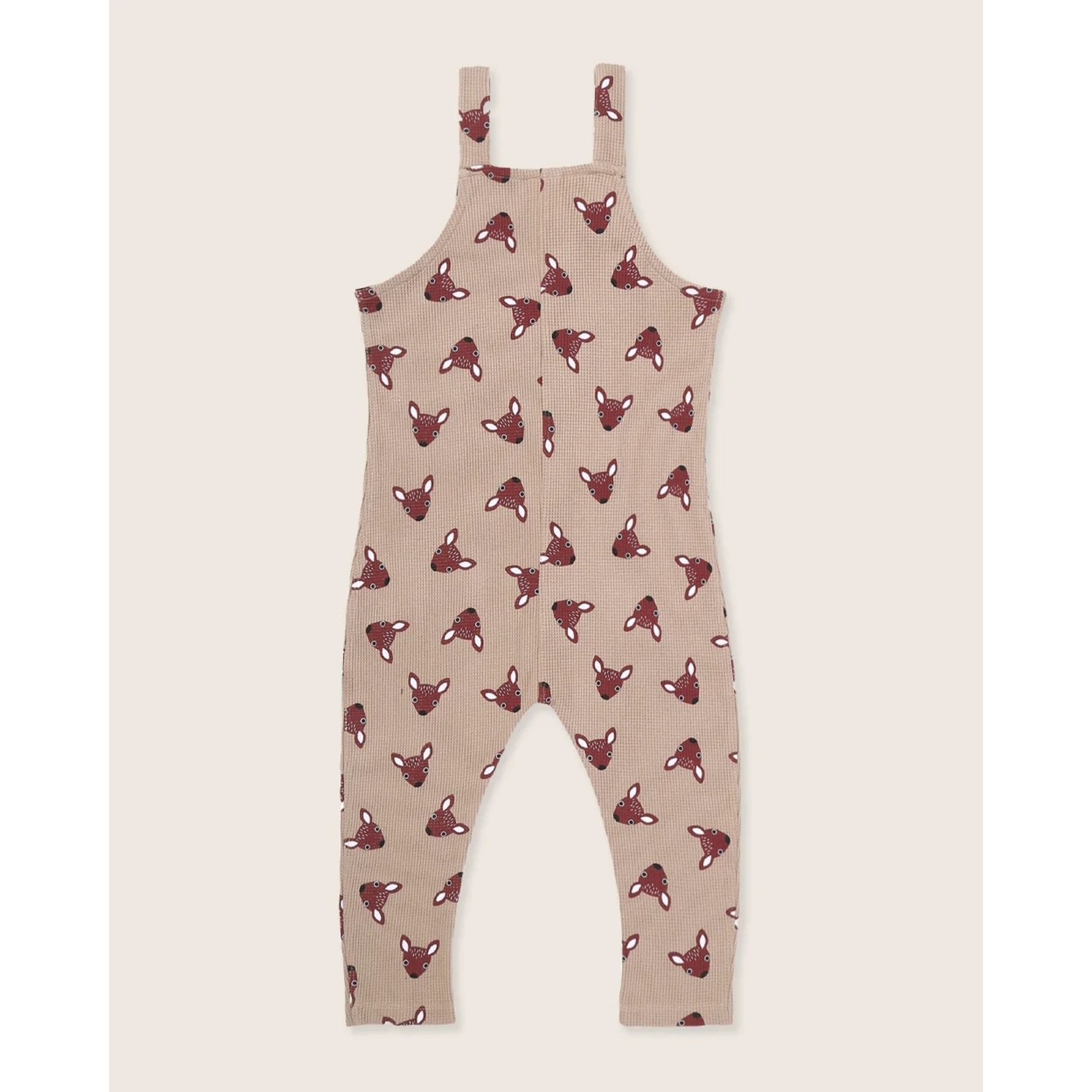 Turtledove London TURTLEDOVE - Sand Waffle Overalls with 'Fawn Head' Print