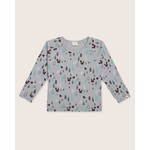 TURTLEDOVE - Grey Rib Long Sleeve T-Shirt with Woodland Print 'Hibernate'