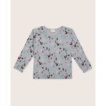 Turtledove London TURTLEDOVE - Grey Rib Long Sleeve T-Shirt with Woodland Print 'Hibernate'