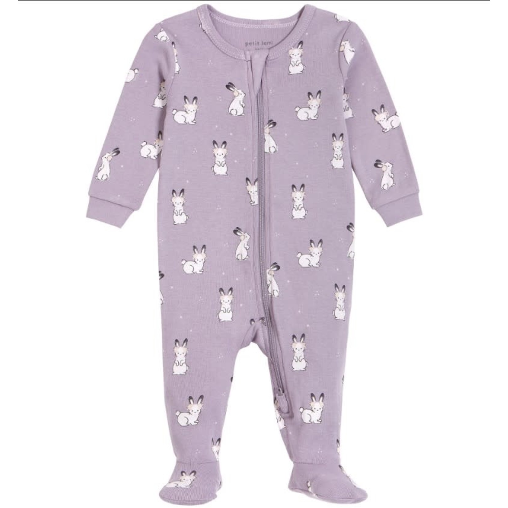 Petit Lem PETIT LEM - Mauve Baby Pyjama With Rabbits Print