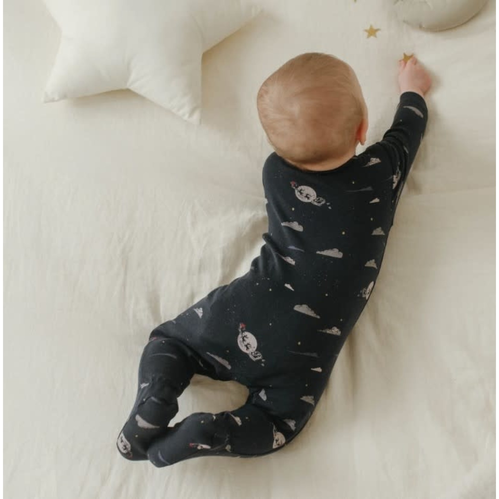 Petit Lem PETIT LEM - Pyjama de bébé marine à imprimé de Père Noël et ses rennes phosphorescent