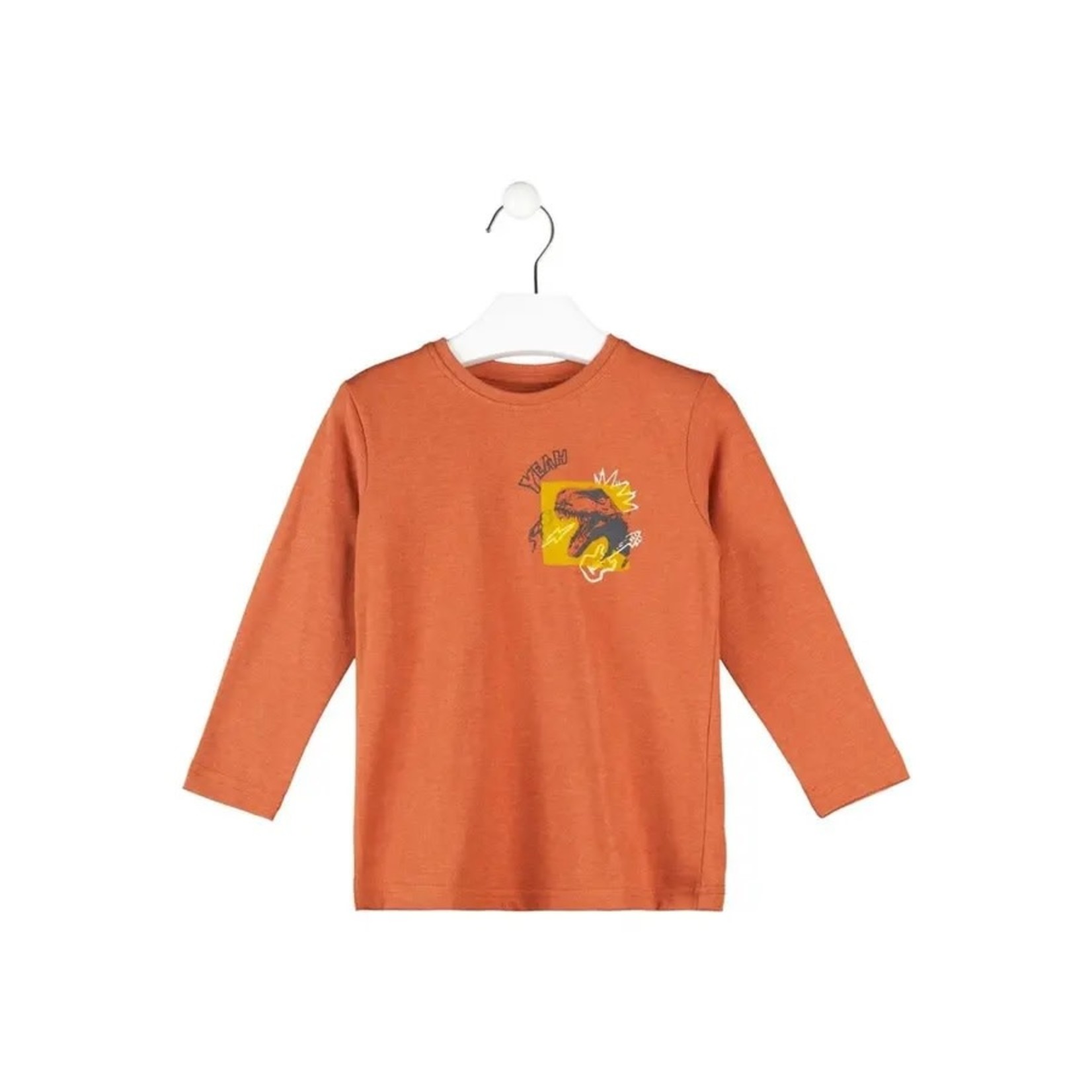 Losan LOSAN - T-shirt à manches longues orange avec imprimé 'Dino Rock'