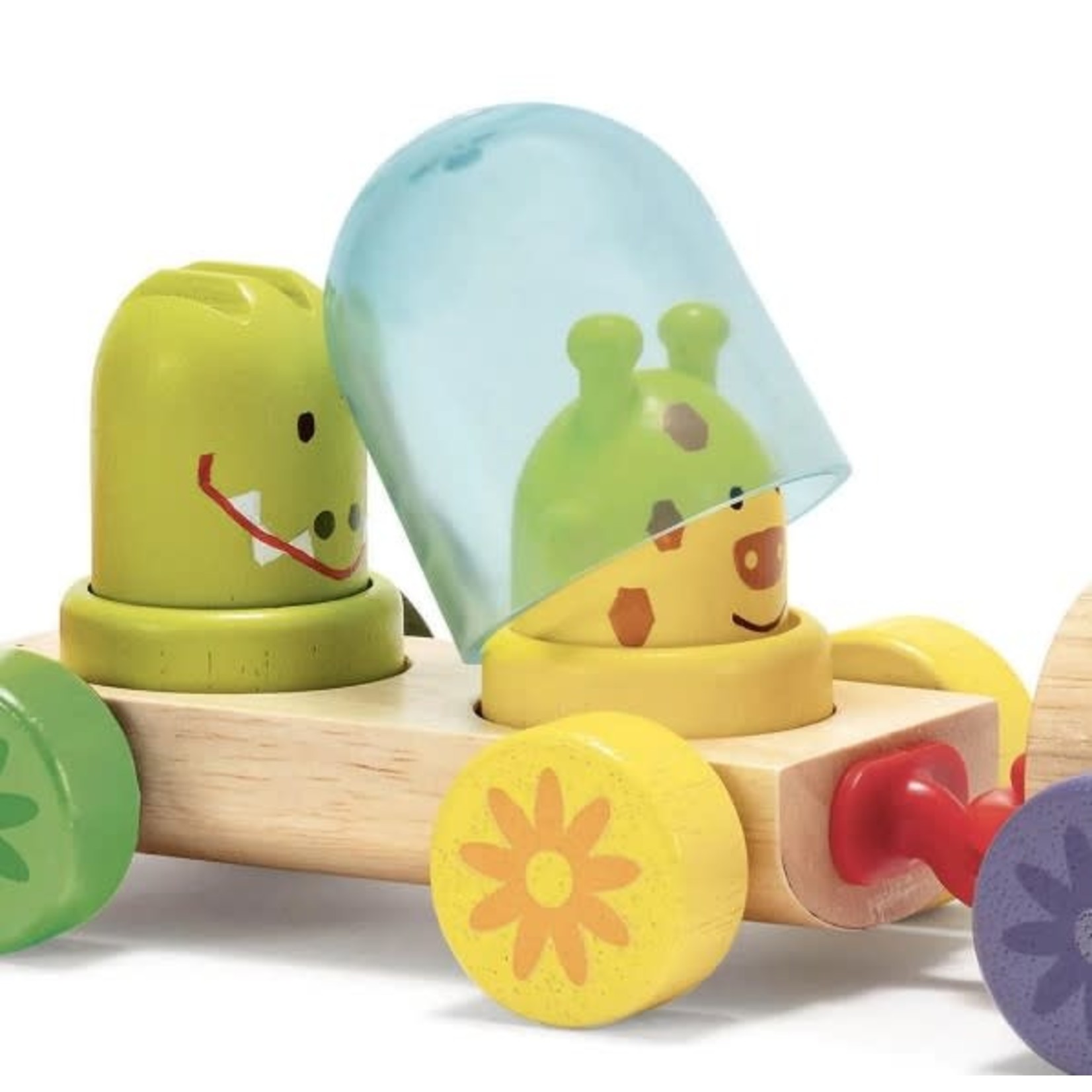 Djeco DJECO - Train en bois arc-em-ciel avec cloches translucides 'Rainbow Train'