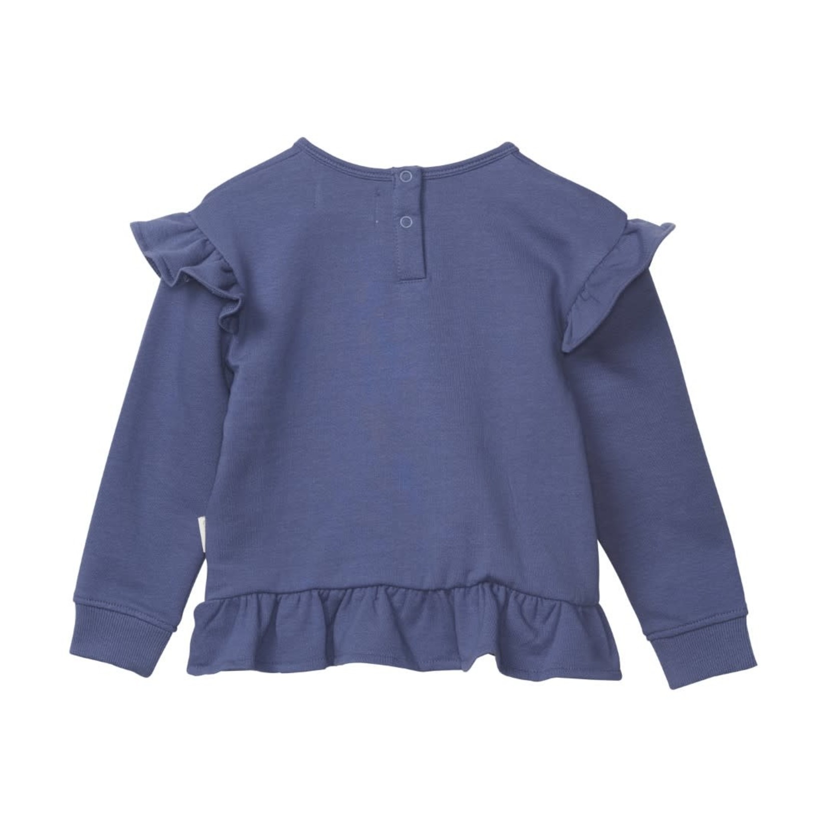 Creamie CREAMIE - Blue Ruffle Sweatshirt with 'Love' Butterfly Embroidery