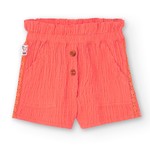 Boboli BOBOLI - Bright coral shorts with wooden buttons at front and embroidery on sides