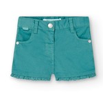 Boboli BOBOLI - Short de toile vert de gris avec bords de dentelle