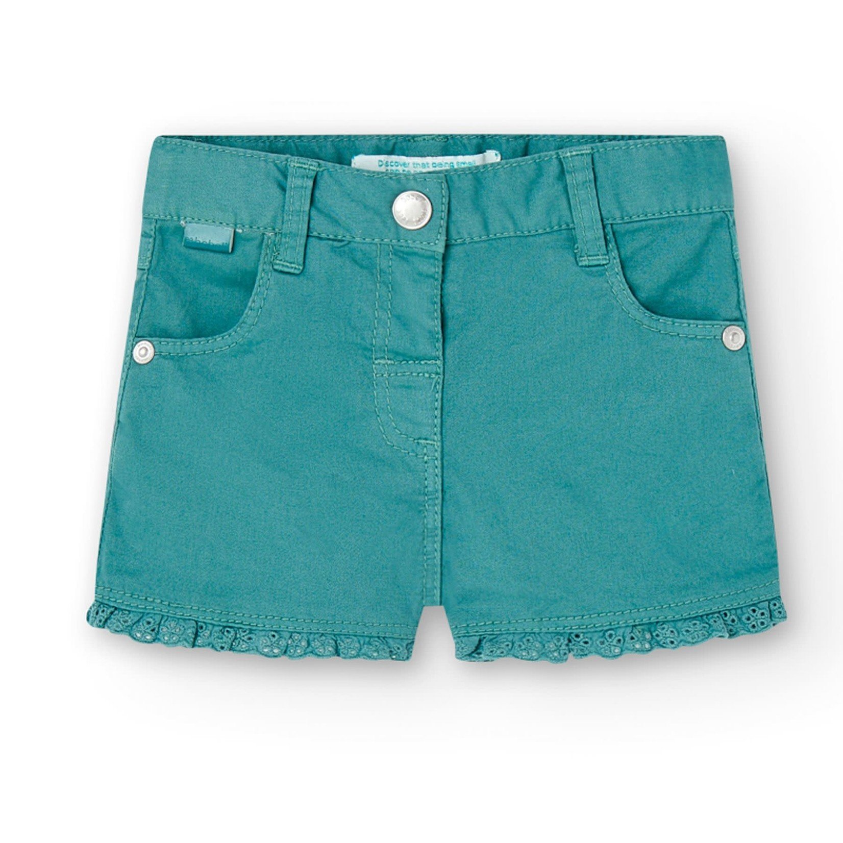 Boboli BOBOLI - Green-grey canvas shorts with lace details