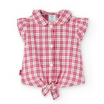 Boboli BOBOLI - Western-style checkered blouse with tie in dark dusty pink