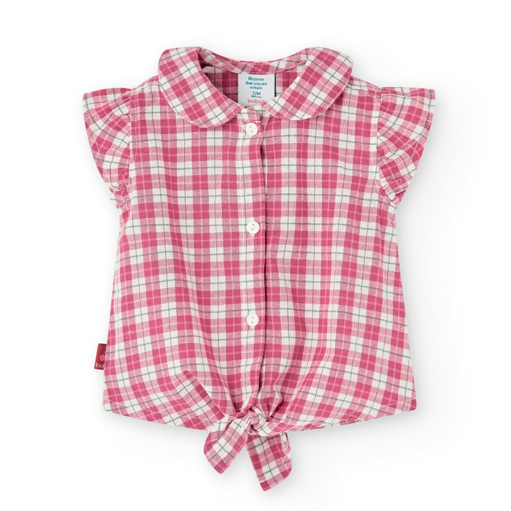 Boboli BOBOLI - Blouse a carreaux en vieux rose foncé style 'western'