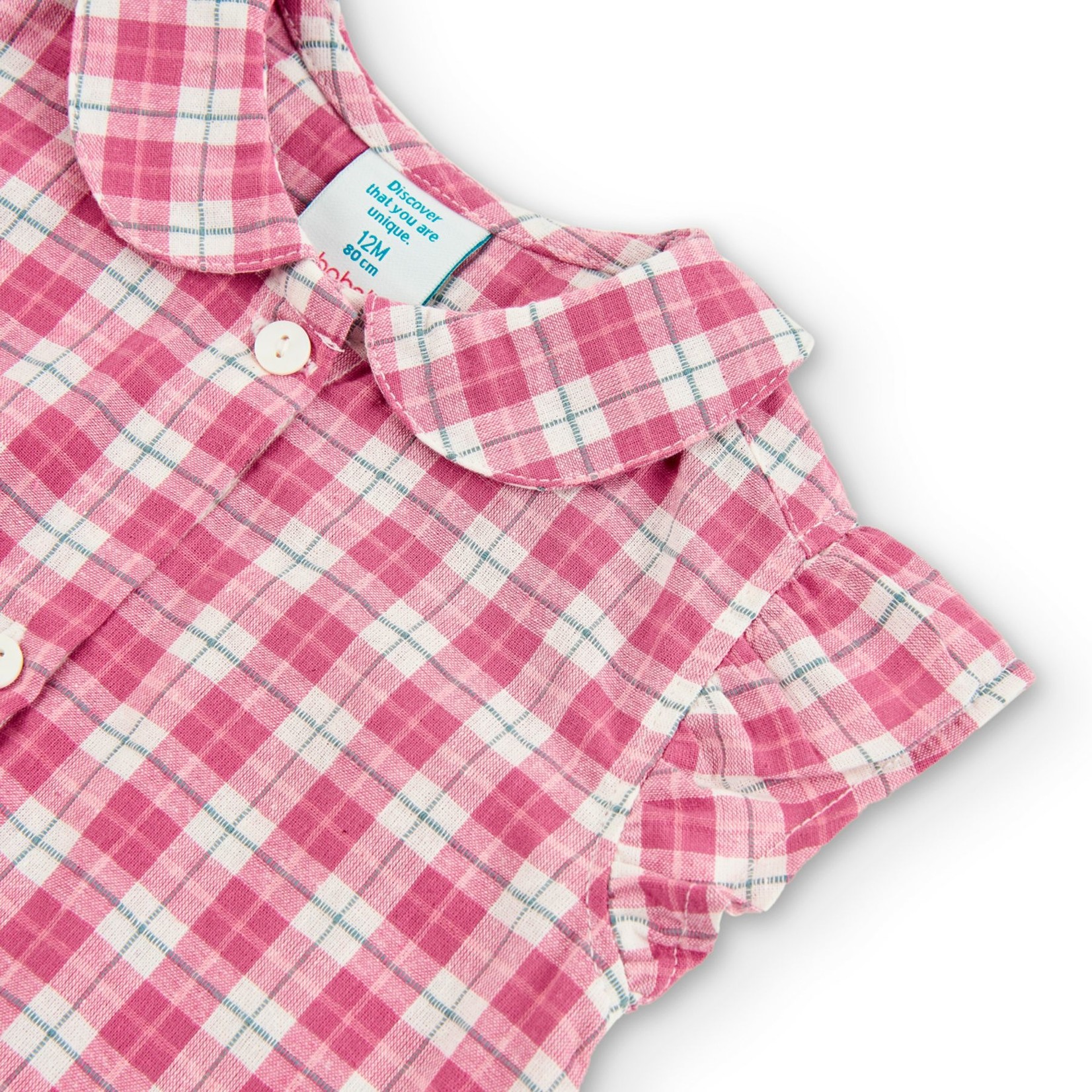 Boboli BOBOLI - Blouse a carreaux en vieux rose foncé style 'western'