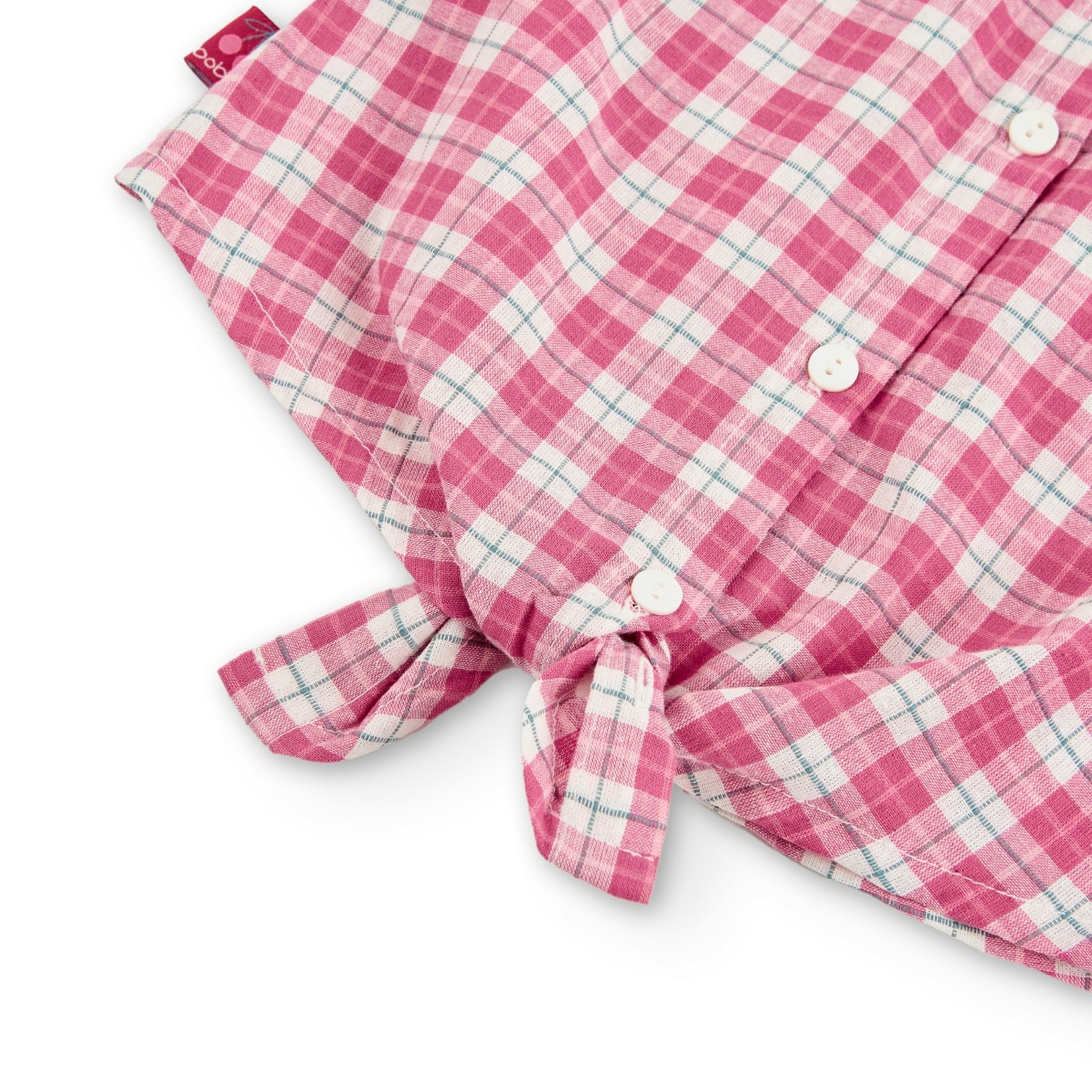 Boboli BOBOLI - Western-style checkered blouse with tie in dark dusty pink
