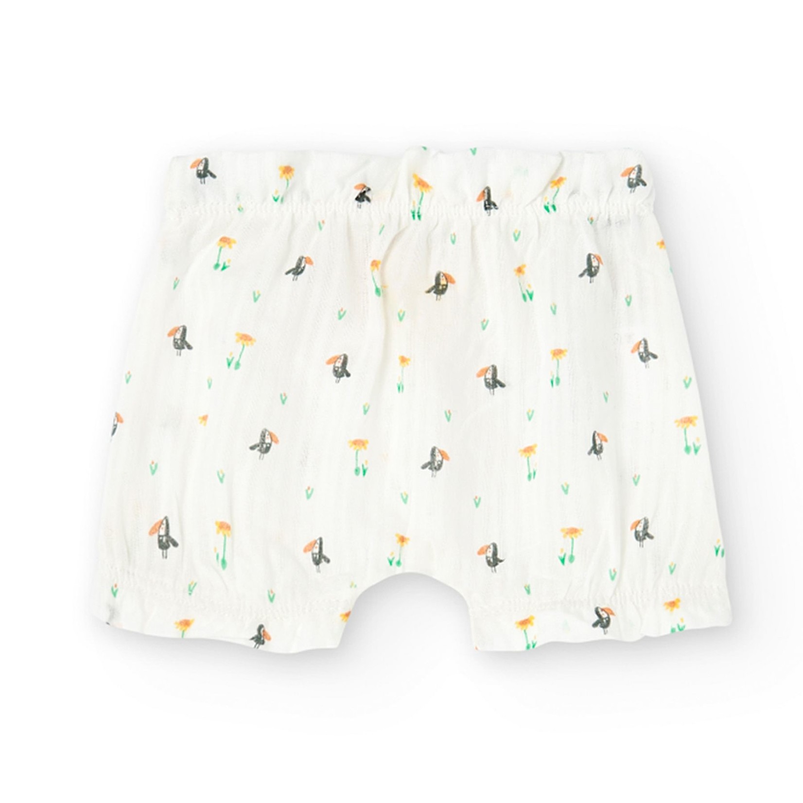 Boboli BOBOLI - Two-piece Set - Orange T-Shirt and White Shorts with Toucans Pattern