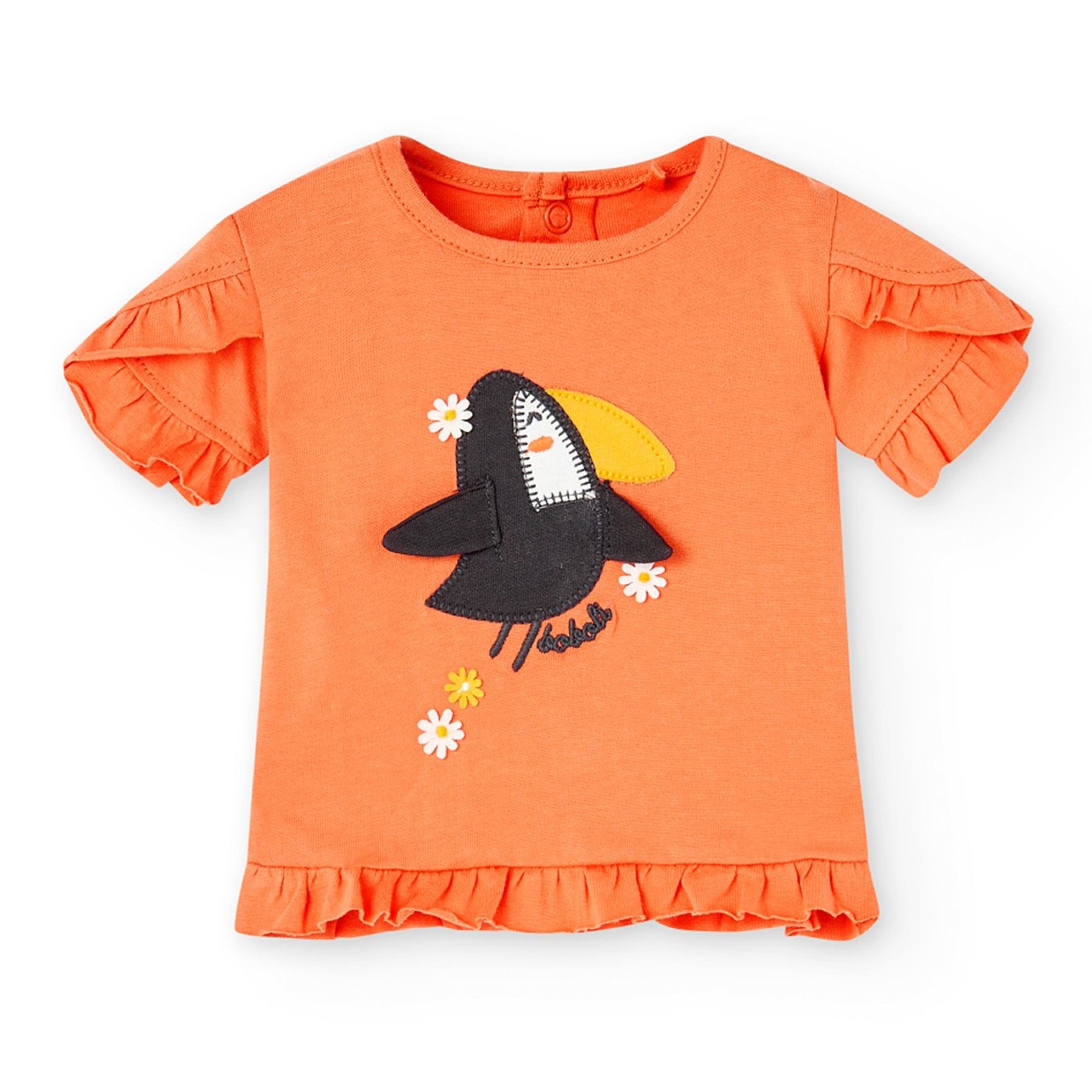 Boboli BOBOLI - Ensemble t-shirt orange et short blanc à motif toucans