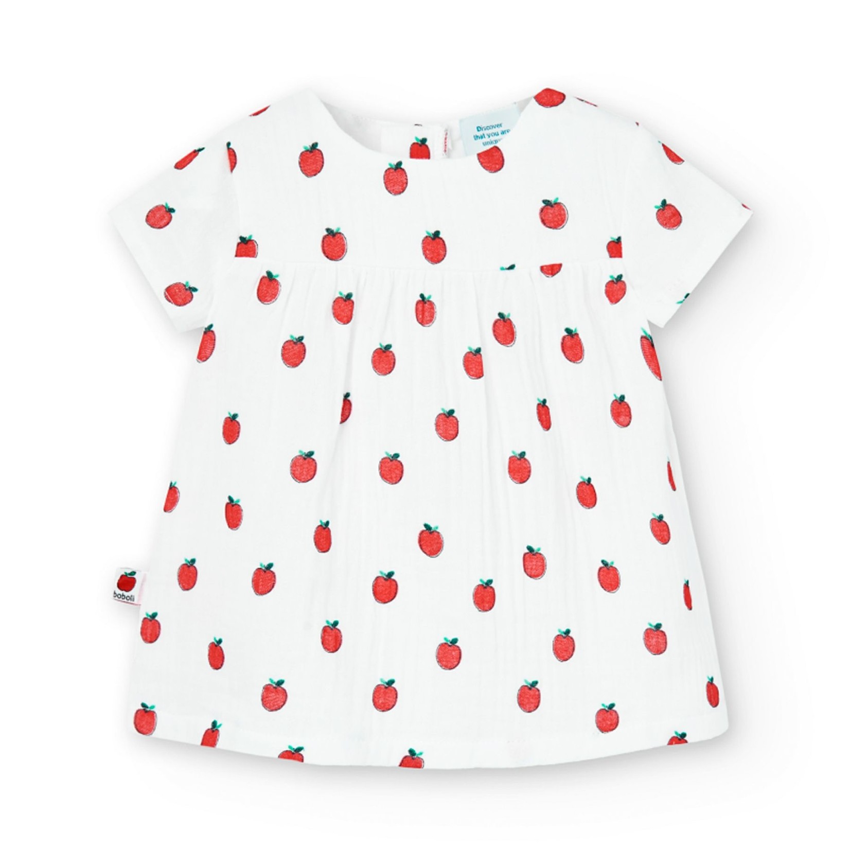 Boboli BOBOLI - Two-piece Set - White Dress and Bloomers with Apple Print