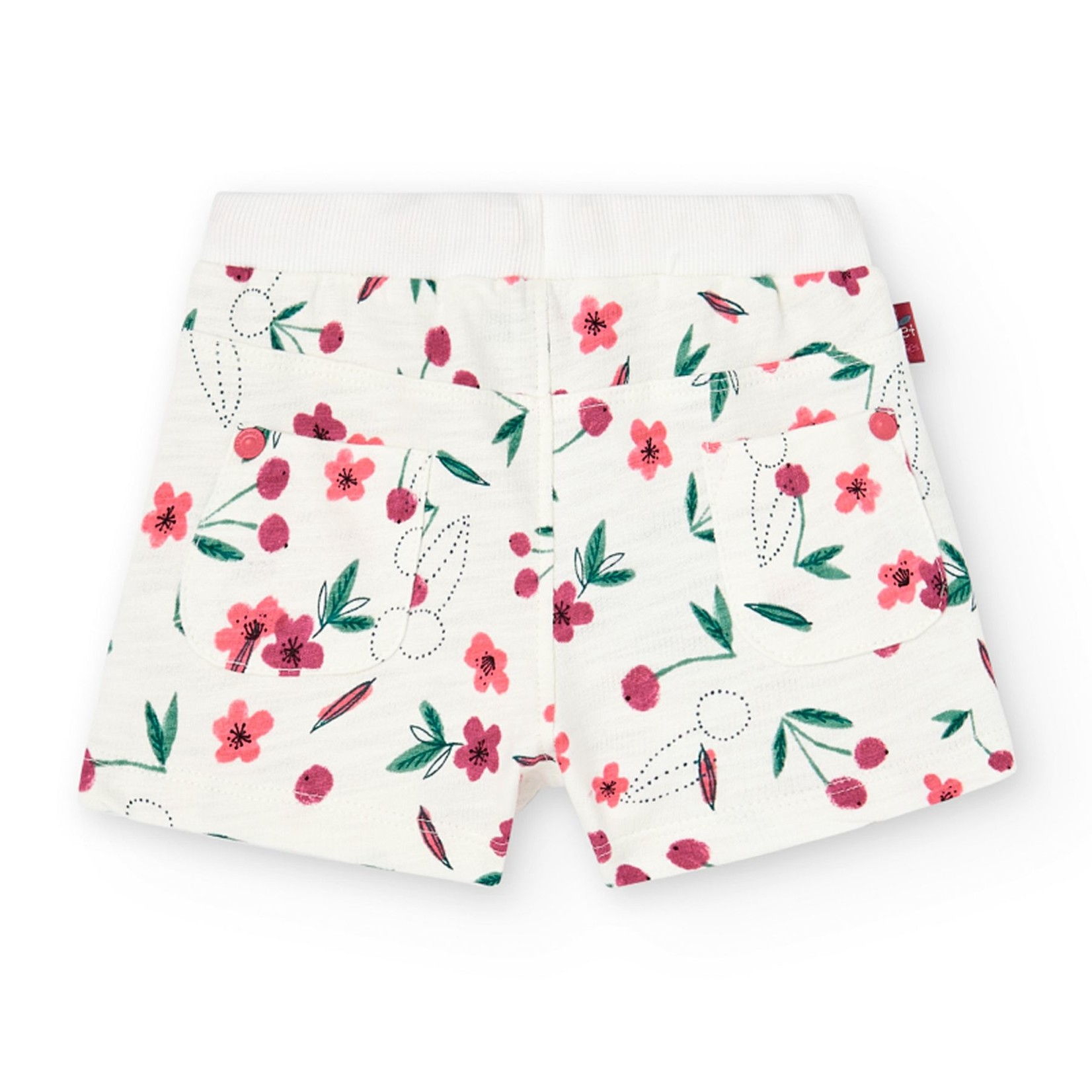 Boboli BOBOLI - Ecru French Terry Shorts with Cherry and Flower Print