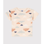 Petit Bateau PETIT BATEAU -  Cloud print jersey short-sleeved t-shirt in cream