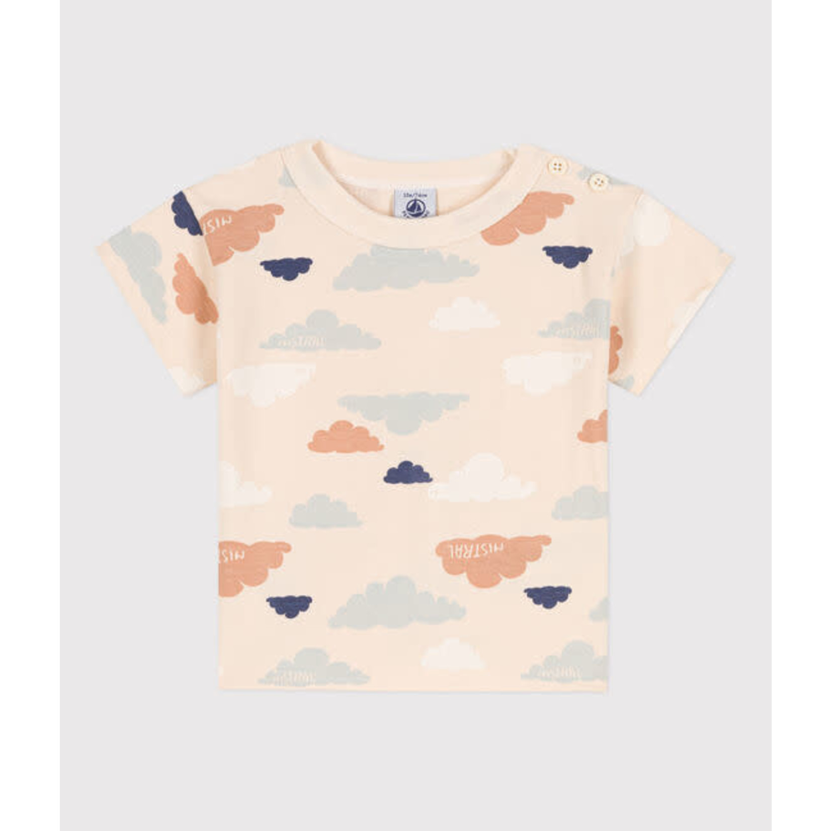 Petit Bateau PETIT BATEAU - T-shirt à manches courtes imprimé en jersey nuages crème