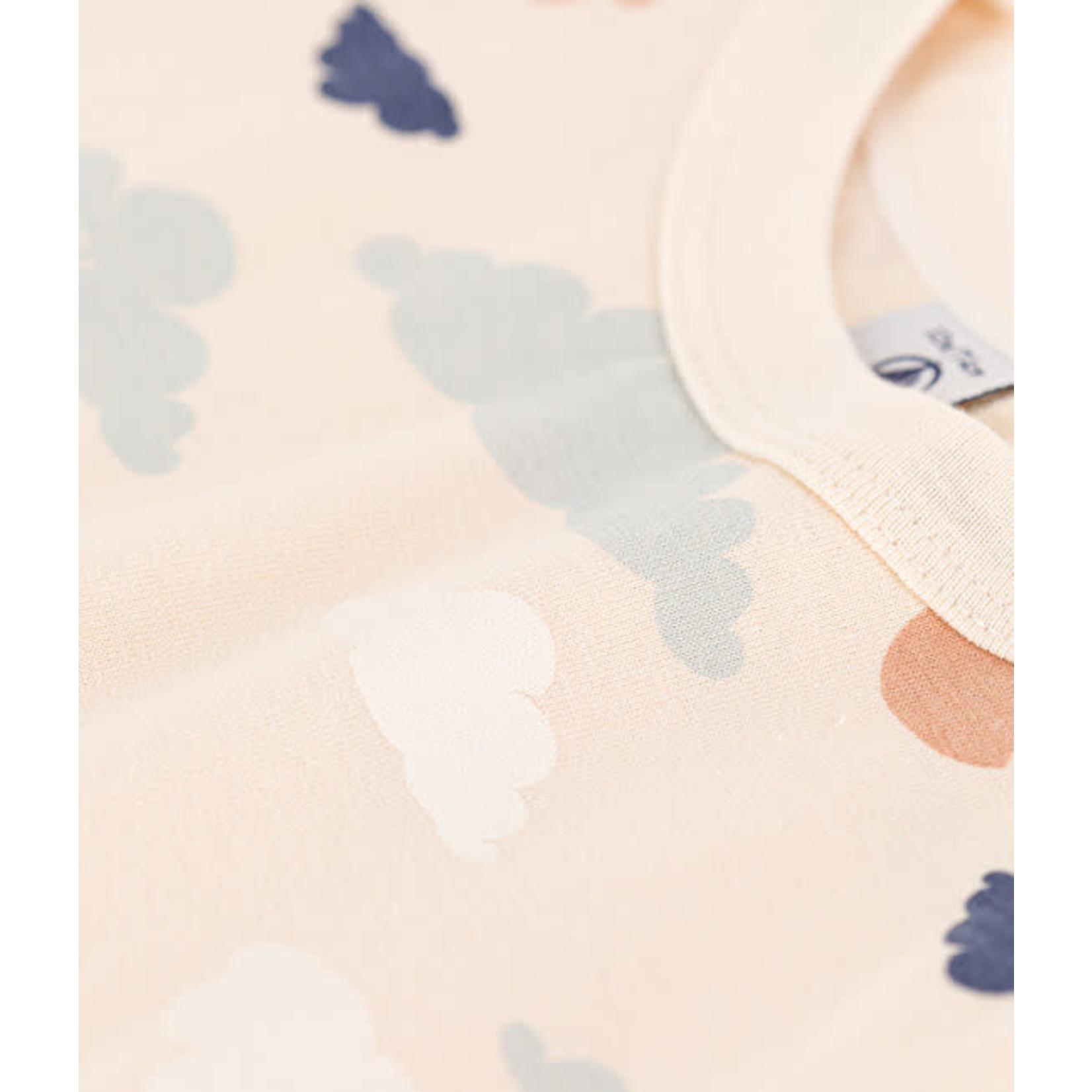 Petit Bateau PETIT BATEAU -  Cloud print jersey short-sleeved t-shirt in cream
